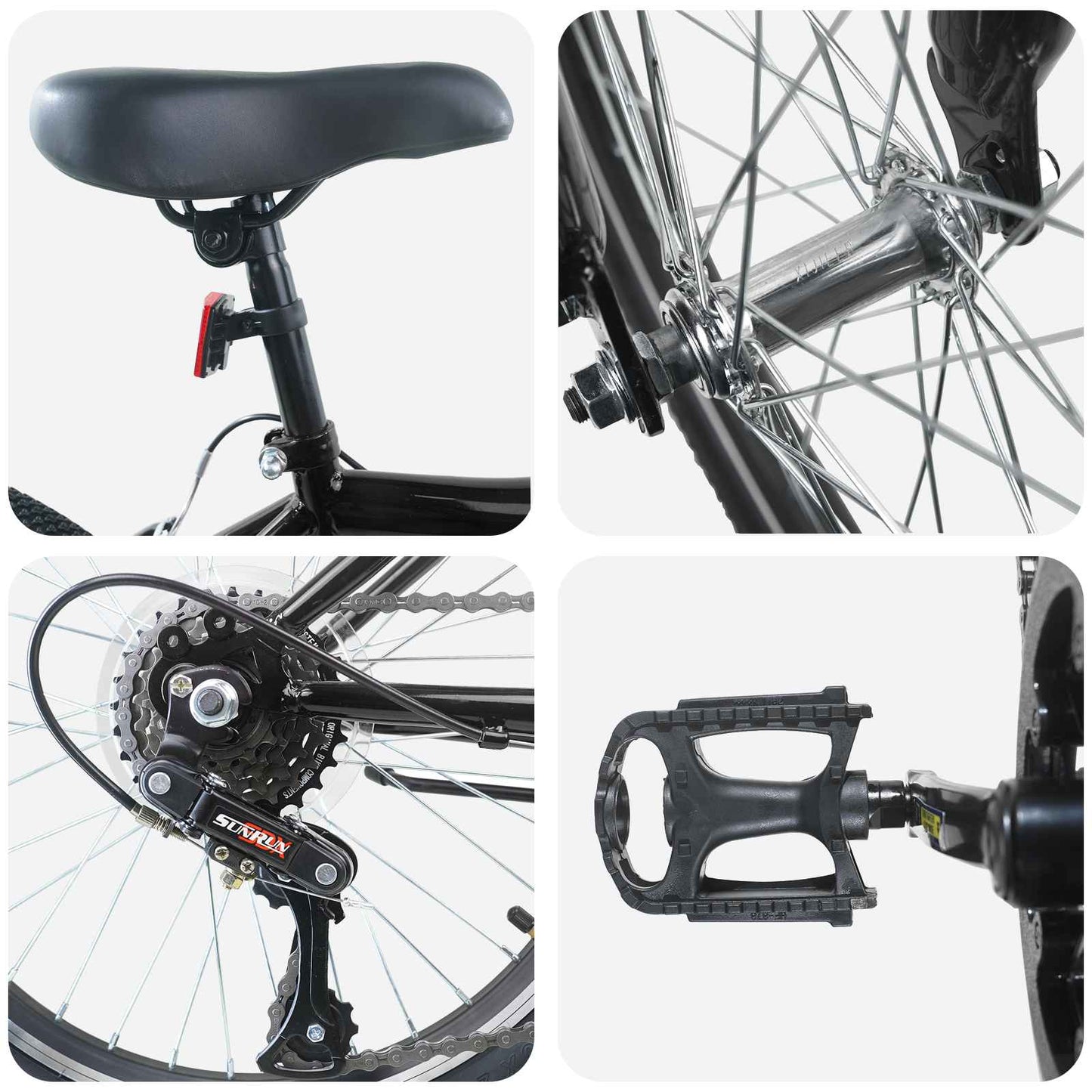 Kids Bike 24'' 6-Speed for 8-12 Years Old Black