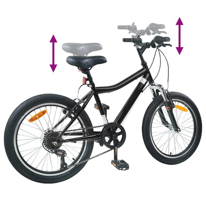 Kids Bike 24'' 6-Speed for 8-12 Years Old Black