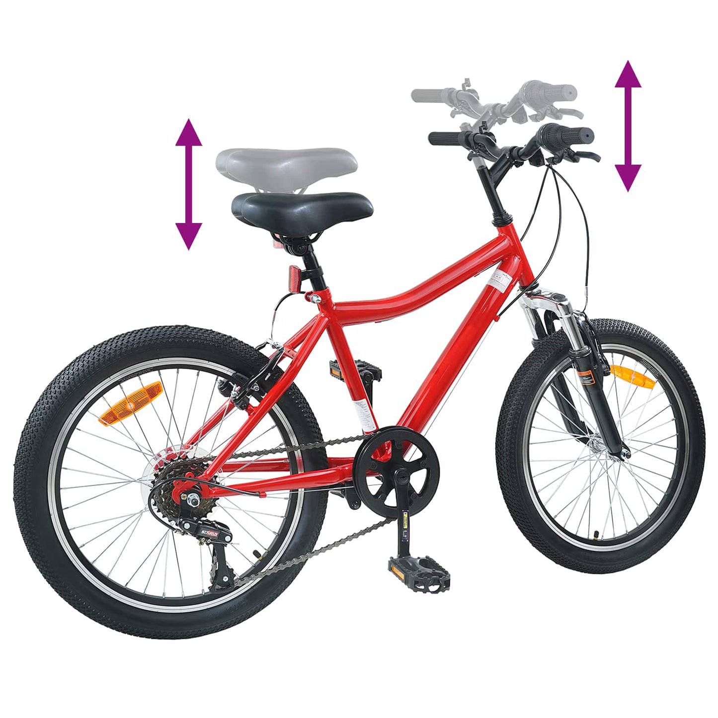 Kids Bike 20'' 6-Speed for 6-11 Years Old Red