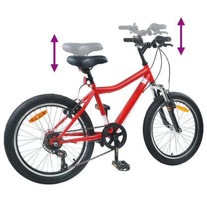Kids Bike 20'' 6-Speed for 6-11 Years Old Red