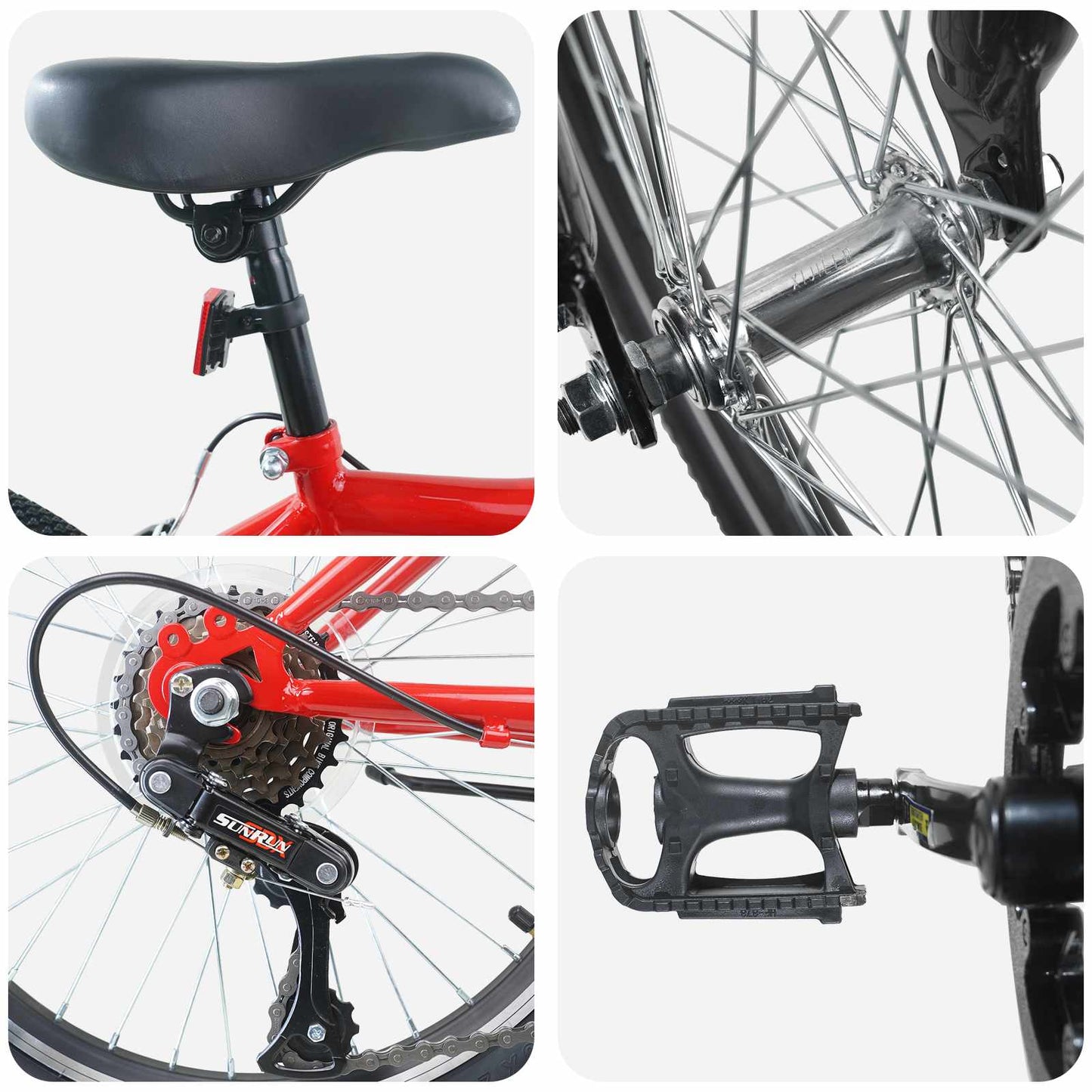Kids Bike 24'' 6-Speed for 8-12 Years Old Red