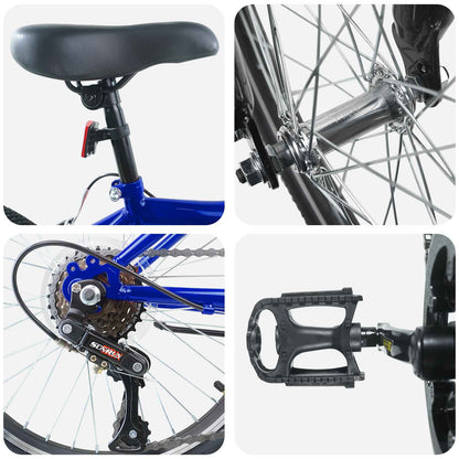Kids Bike 24'' 6-Speed for 8-12 Years Old Dark Blue