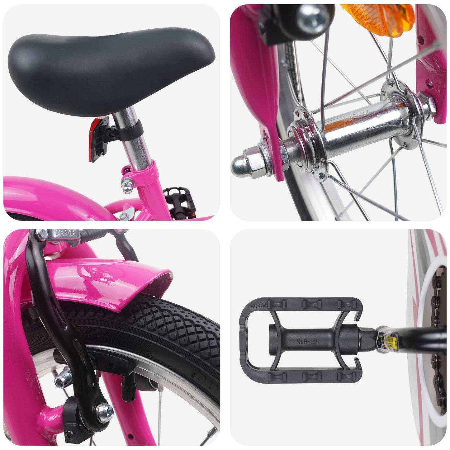 Kids Bike 14 Inches for 3-5 Years Old Dark Pink
