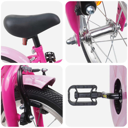 Kids Bike 14 Inches for 3-5 Years Old Dark Pink