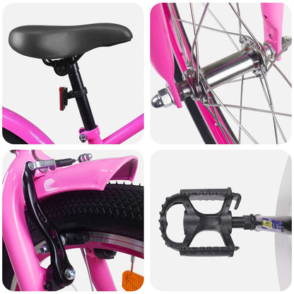 Kids Bike 22 Inches for 7-12 Years Old Dark Pink