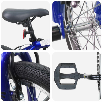 BMX Bike 16 Inches for 5-8 Years Old Dark Blue