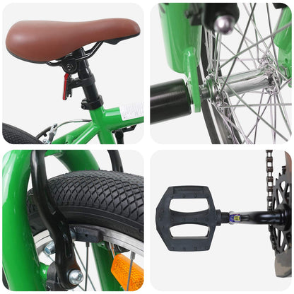 BMX Bike 16 Inches for 5-8 Years Old Green