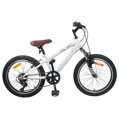 Mountain Bike 20 Inches 6-Speed for 5-8 Years Old White