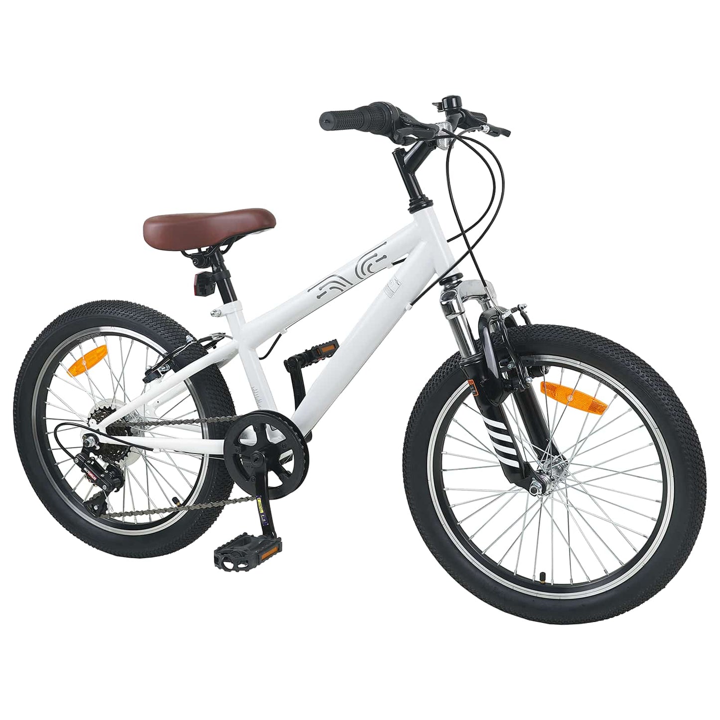Mountain Bike 24 Inches 6-Speed for 8-12 Years Old White