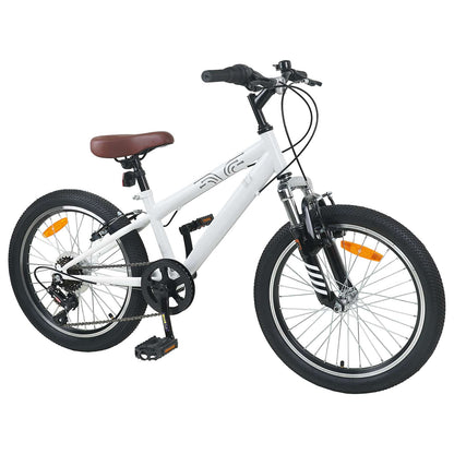 Mountain Bike 24 Inches 6-Speed for 8-12 Years Old White