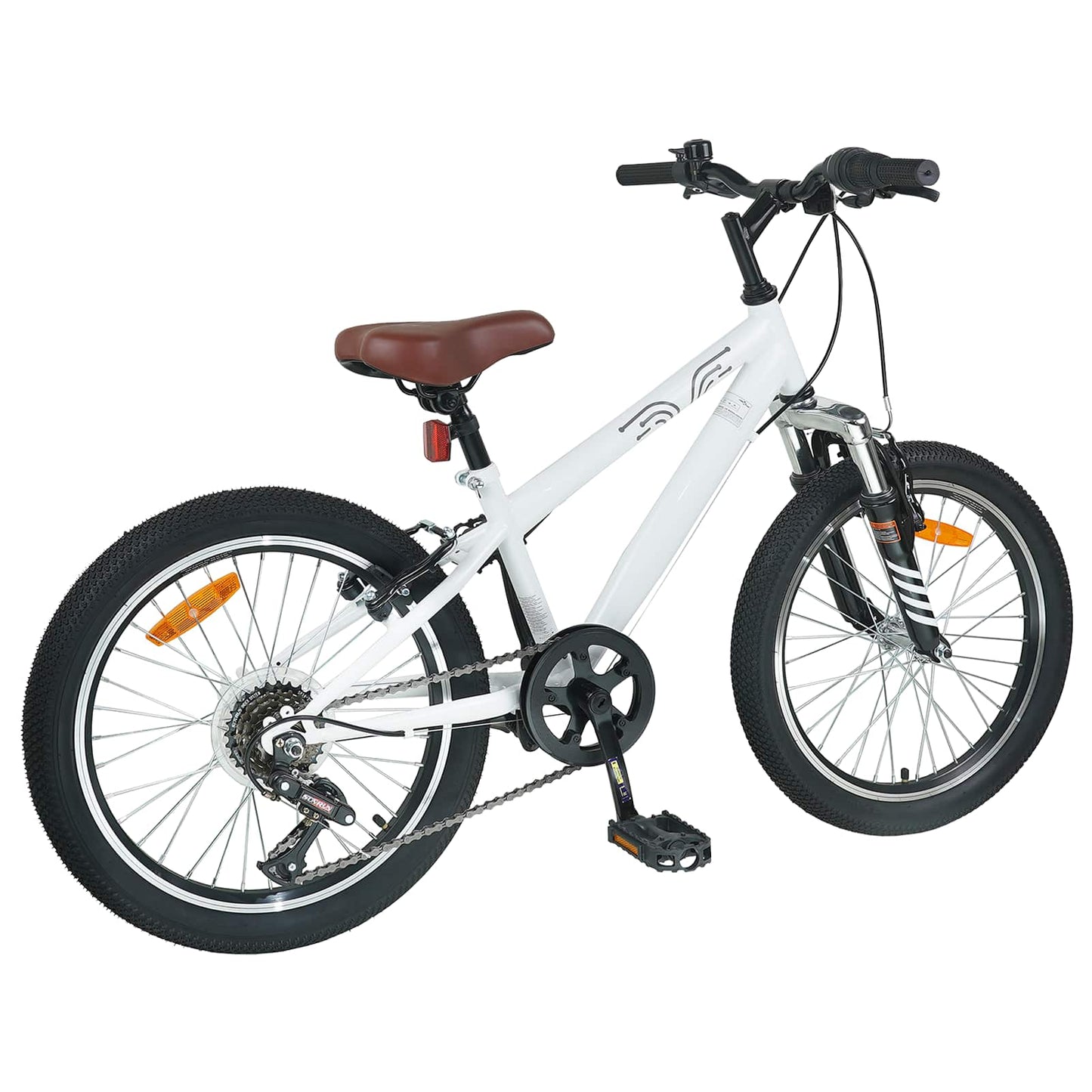 Mountain Bike 24 Inches 6-Speed for 8-12 Years Old White