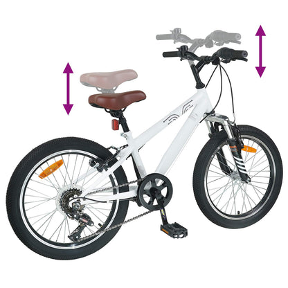 Mountain Bike 24 Inches 6-Speed for 8-12 Years Old White