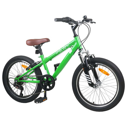 Mountain Bike 20 Inches 6-Speed for 5-8 Years Old Green