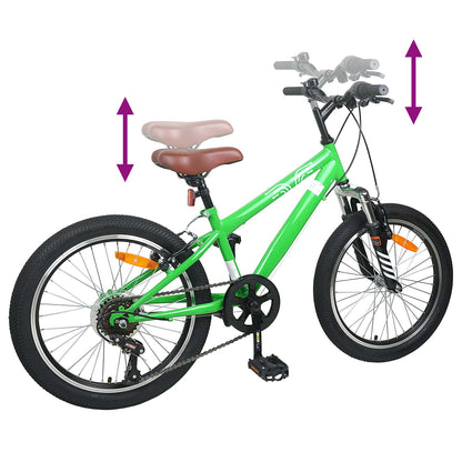 Mountain Bike 24 Inches 6-Speed for 8-12 Years Old Green