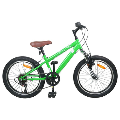 Mountain Bike 24 Inches 6-Speed for 8-12 Years Old Green