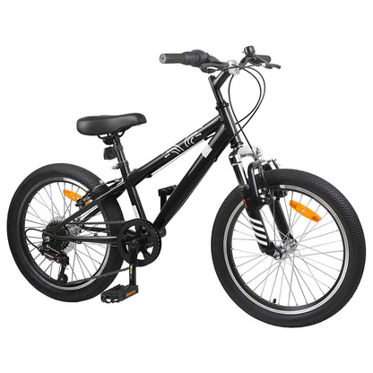 Mountain Bike 24 Inches 6-Speed for 8-12 Years Old Black