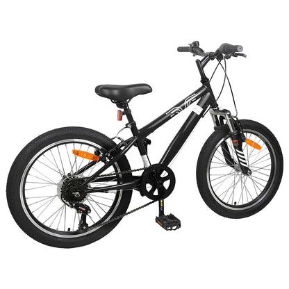 Mountain Bike 24 Inches 6-Speed for 8-12 Years Old Black