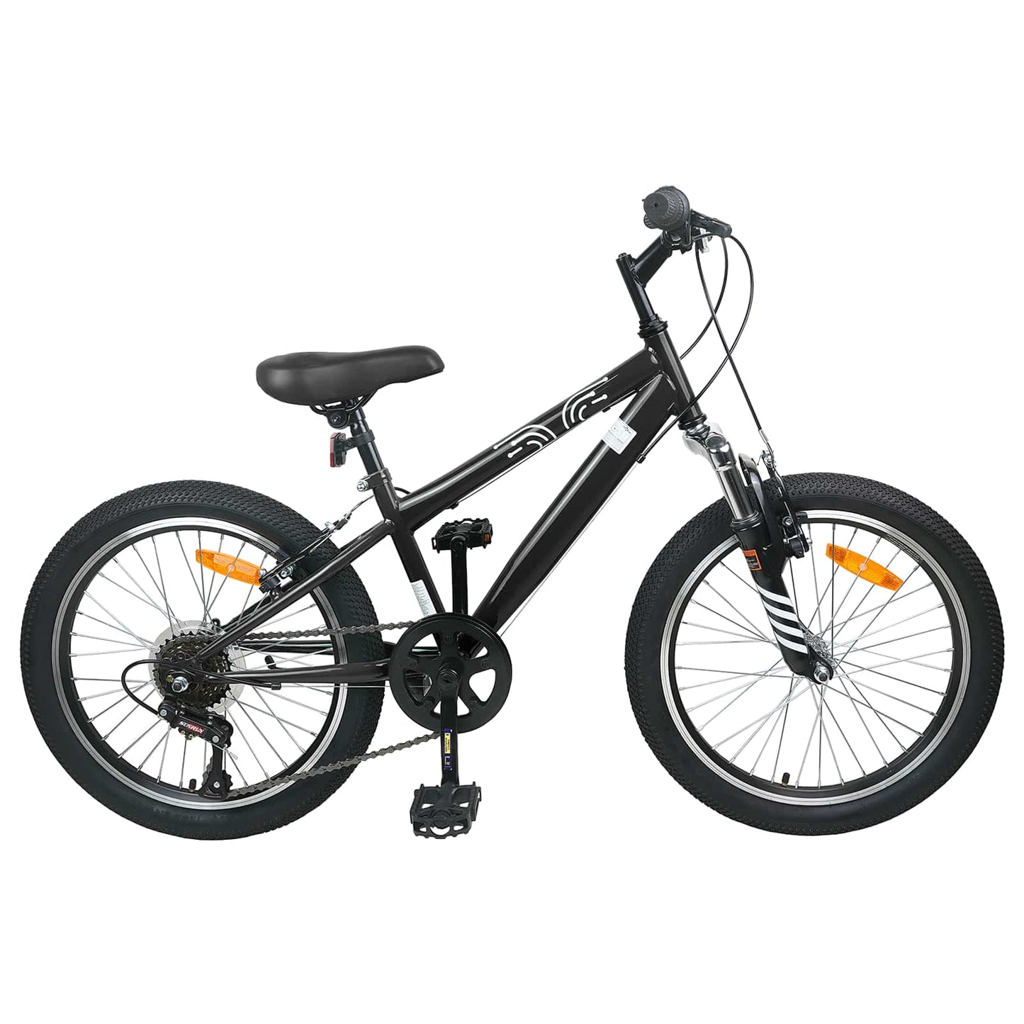 Mountain Bike 24 Inches 6-Speed for 8-12 Years Old Black