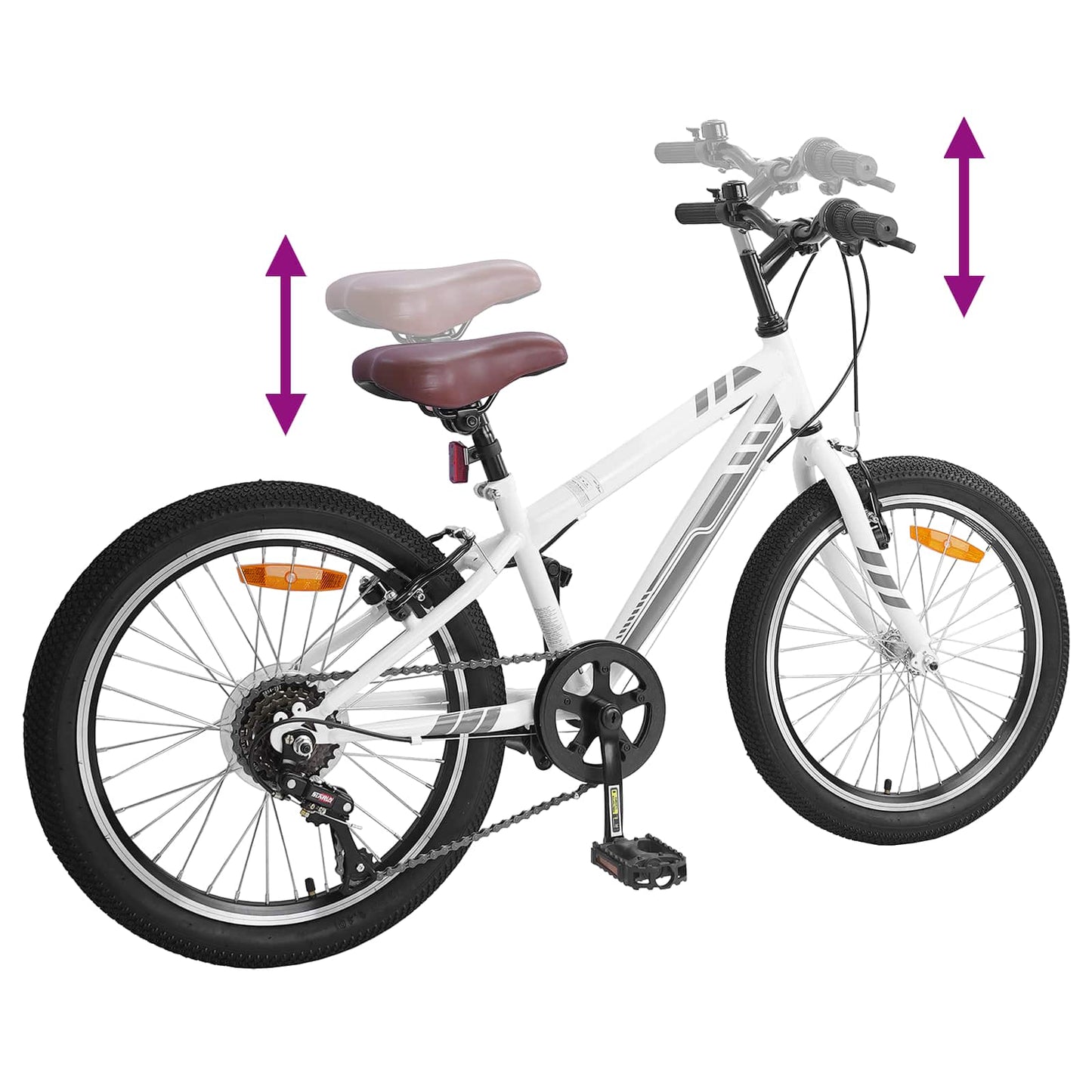 Mountain Bike 24'' 6-Speed for 8-12 Years Old White
