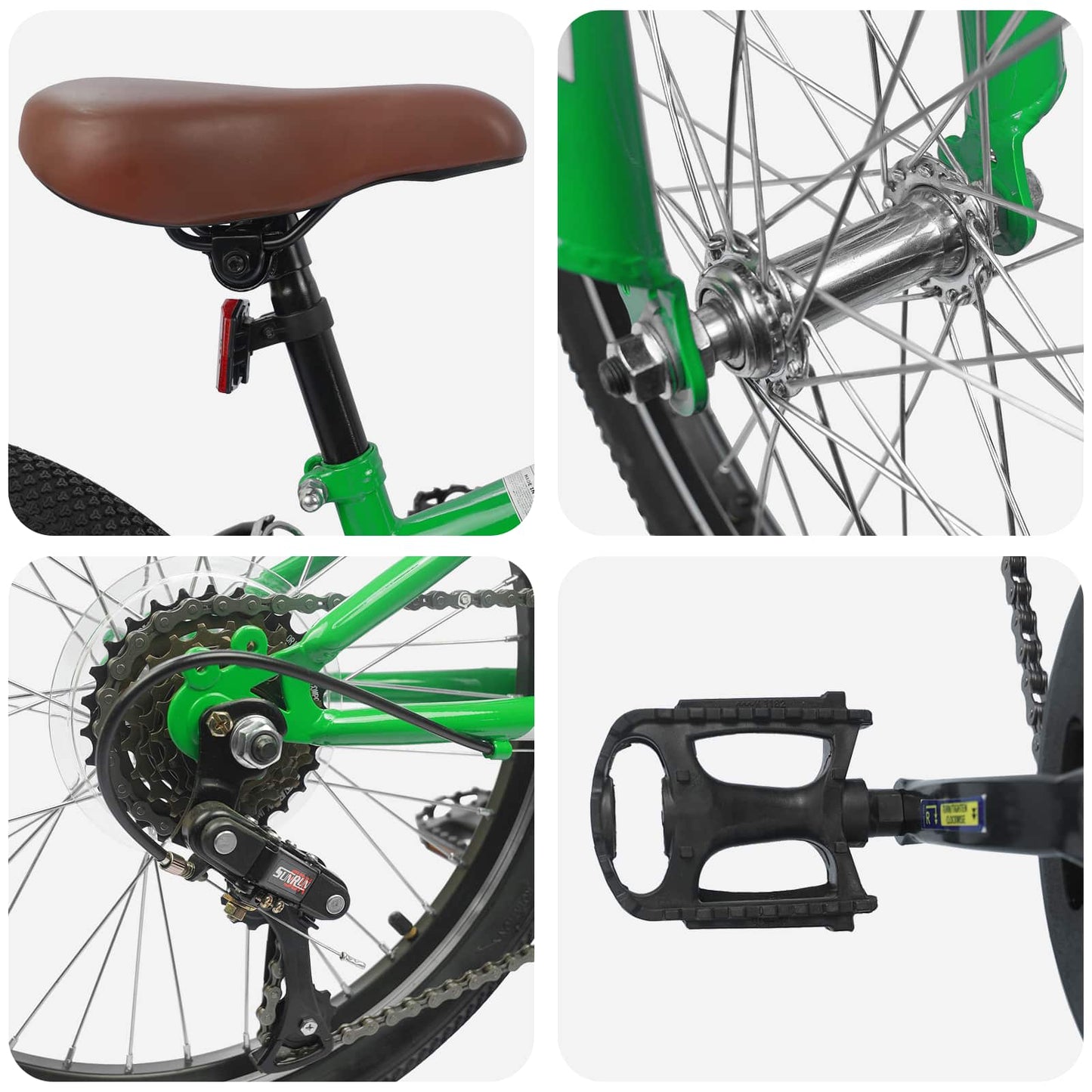 Mountain Bike 24'' 6-Speed for 8-12 Years Old Green