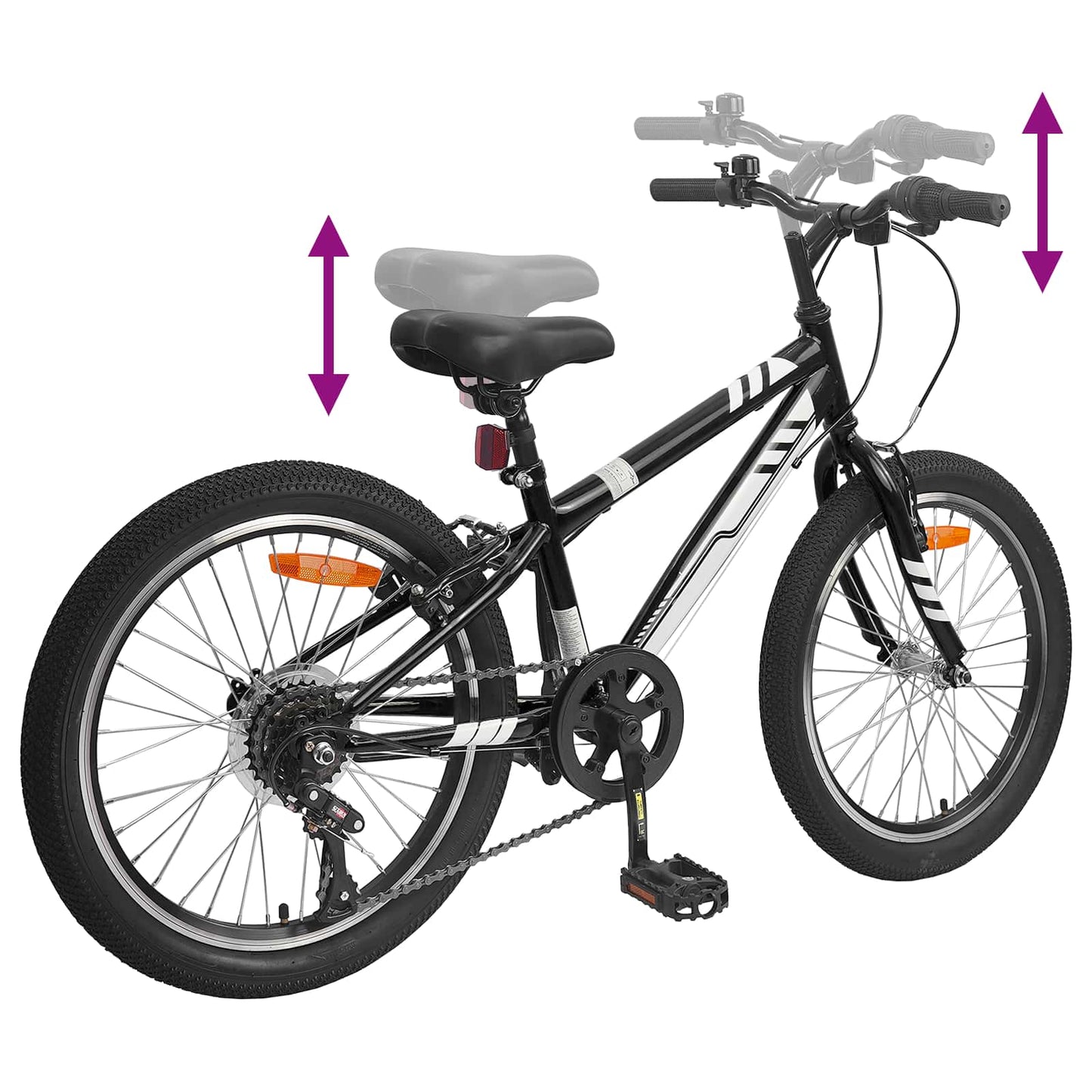 Mountain Bike 24'' 6-Speed for 8-12 Years Old Black