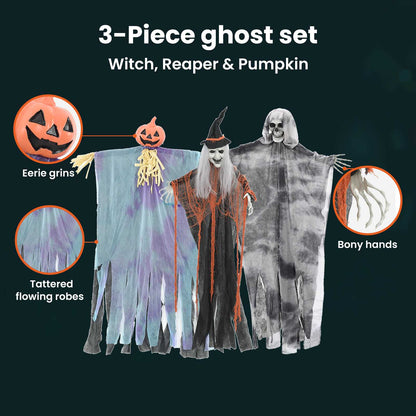 Halloween Hanging Ghost 3 pcs Multicolour 61 x 97 cm Polyester