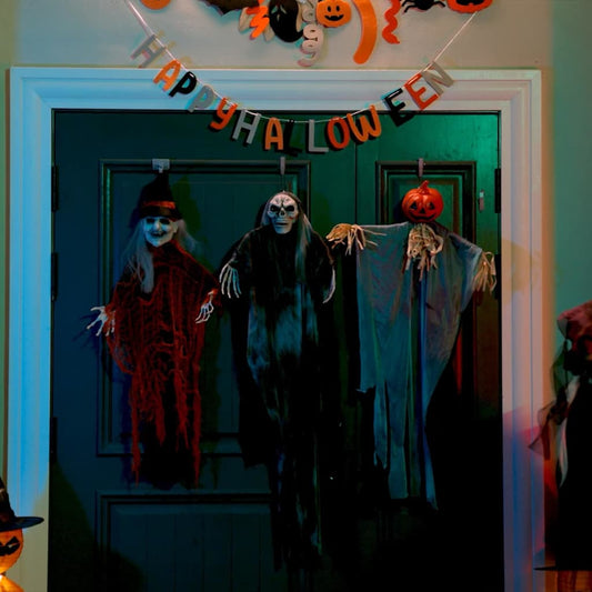 Halloween Hanging Ghost 3 pcs Black 66 x 110 cm Polyester