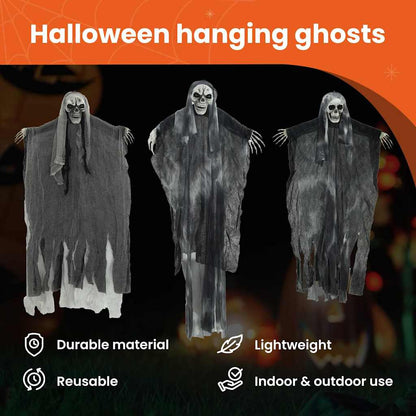 Halloween Hanging Ghost 3 pcs Black 66 x 110 cm Polyester