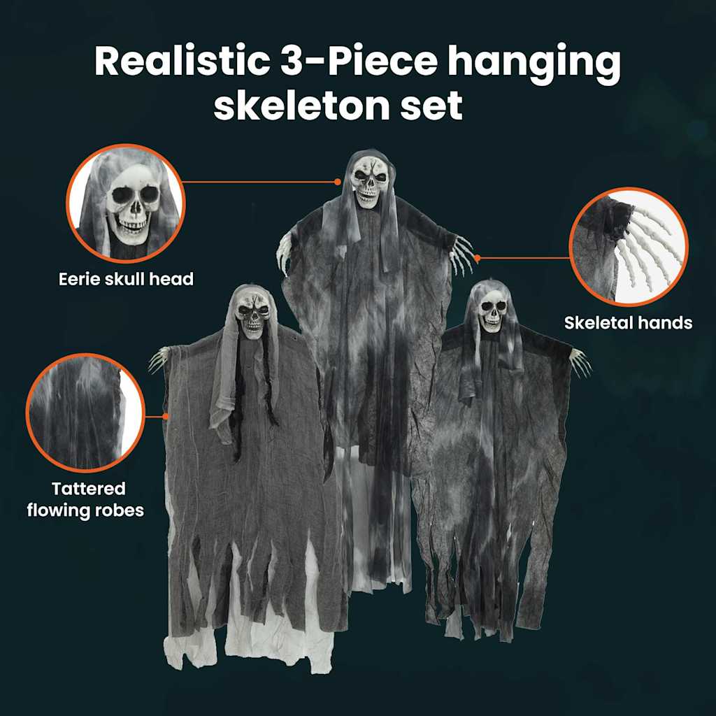 Halloween Hanging Ghost 3 pcs Black 66 x 110 cm Polyester