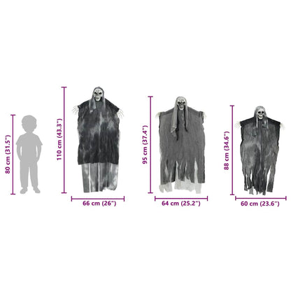 Halloween Hanging Ghost 3 pcs Black 66 x 110 cm Polyester