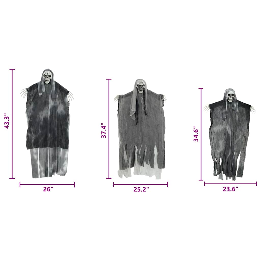 Halloween Hanging Ghost 3 pcs Black 66 x 110 cm Polyester