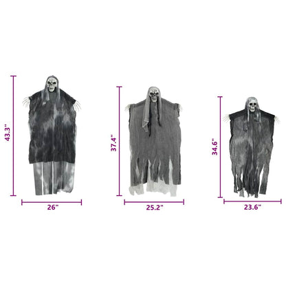 Halloween Hanging Ghost 3 pcs Black 66 x 110 cm Polyester