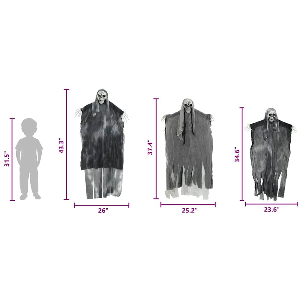Halloween Hanging Ghost 3 pcs Black 66 x 110 cm Polyester