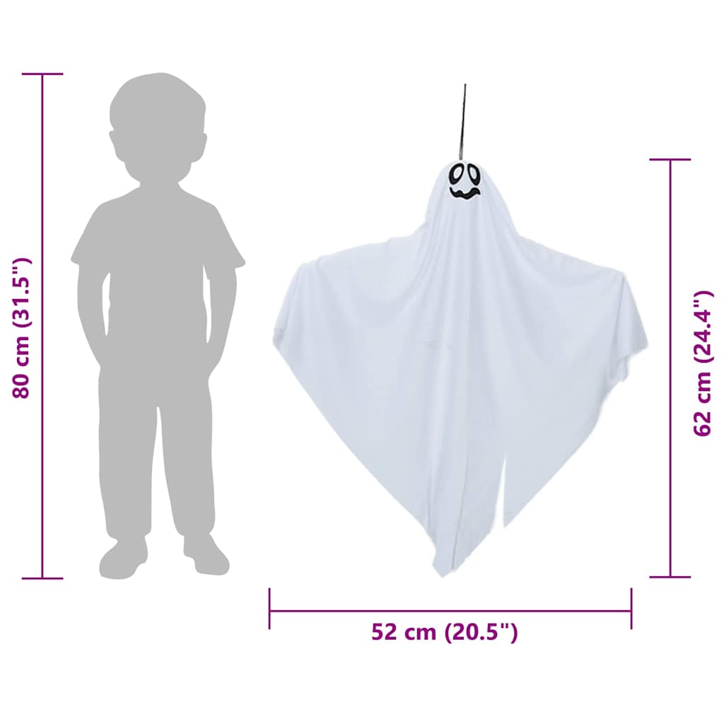 Halloween Hanging Ghost with 3 LEDs 3 pcs White Polyester