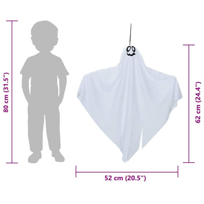 Halloween Hanging Ghost with 3 LEDs 3 pcs White Polyester