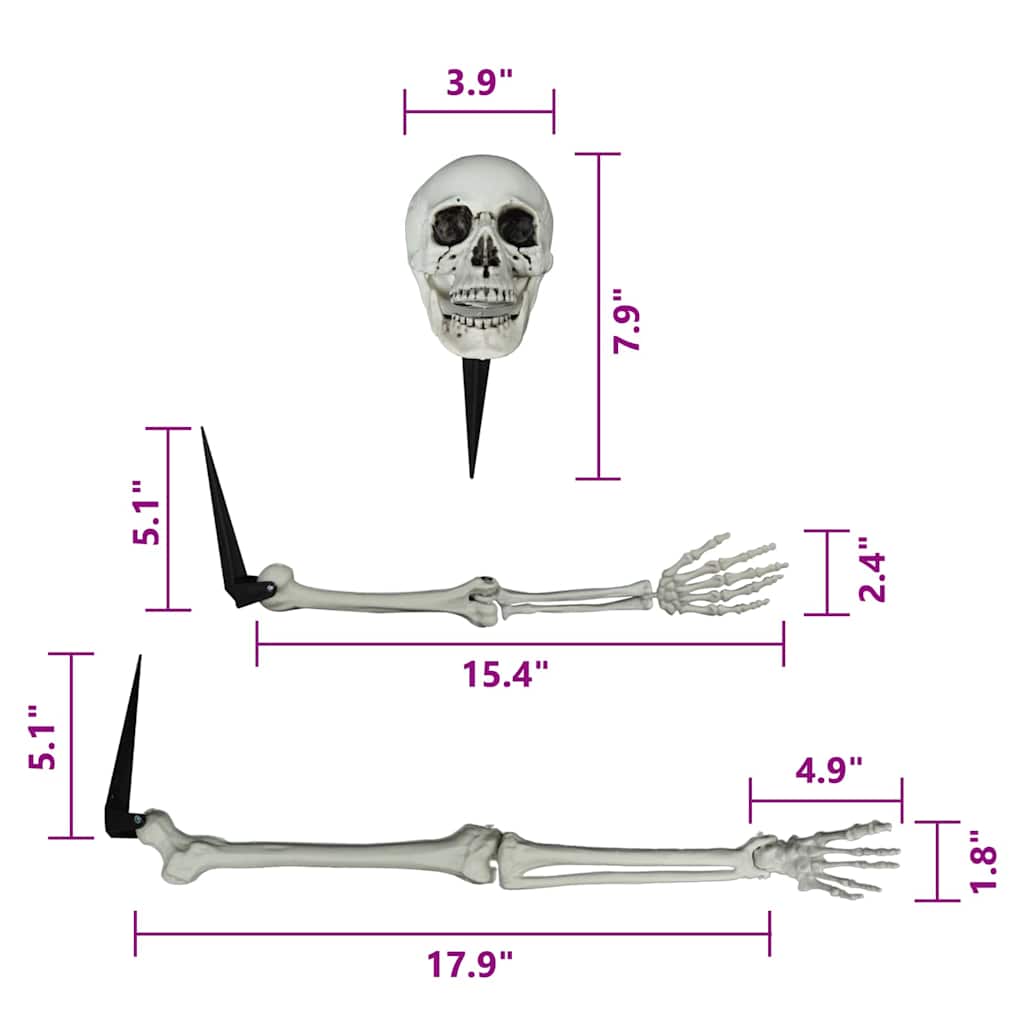 Halloween Skeleton with Ground Spikes White 45.5 x 13 cm