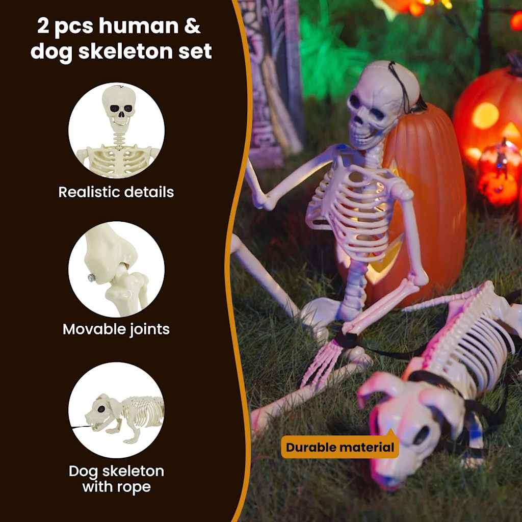 Halloween Decoration Skeleton 2 pcs White Polypropylene