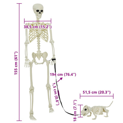 Halloween Decoration Skeleton 2 pcs White Polypropylene