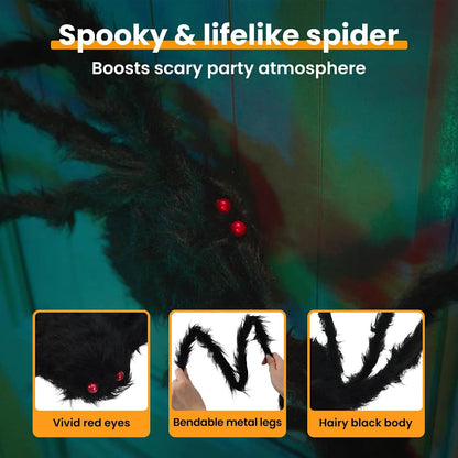 Halloween Spider Decoration 3 pcs Black 150 cm Polyester