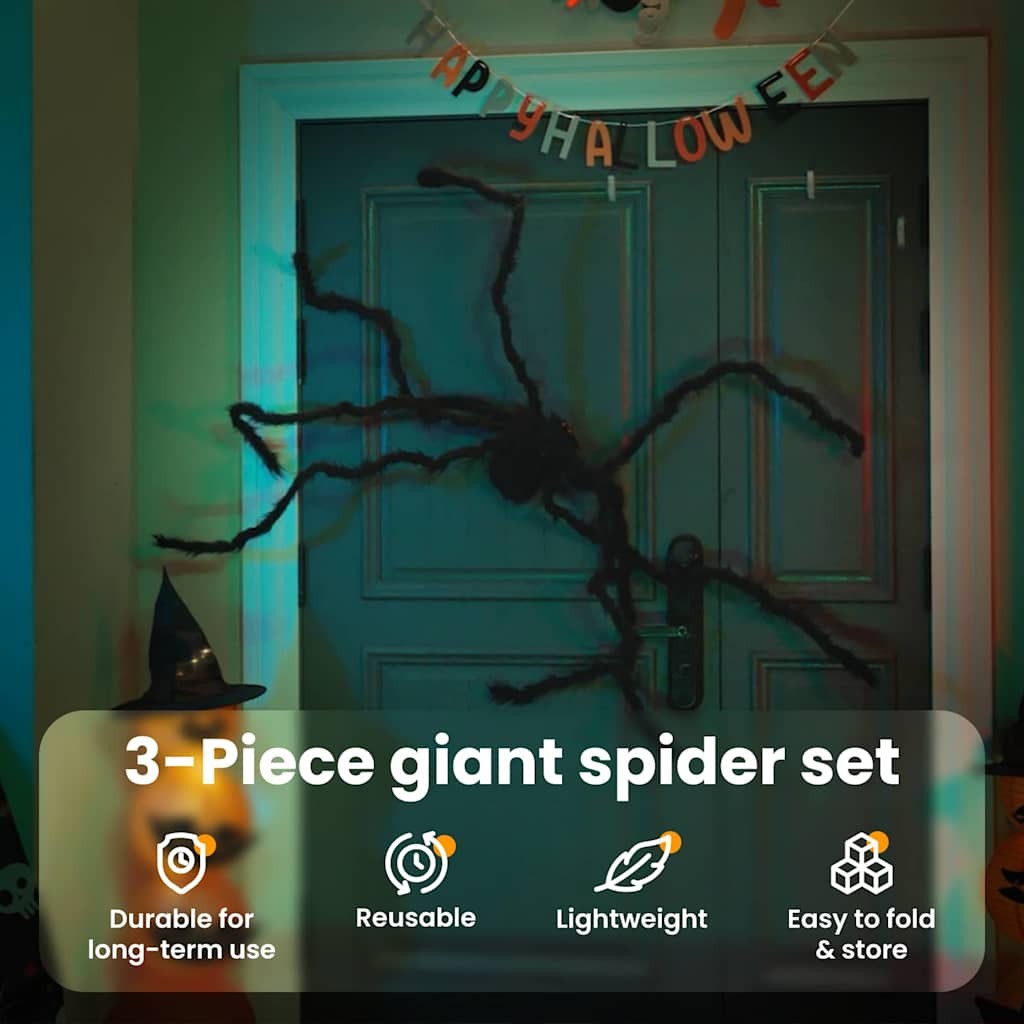 Halloween Spider Decoration 6 pcs Black 75 cm Polyester