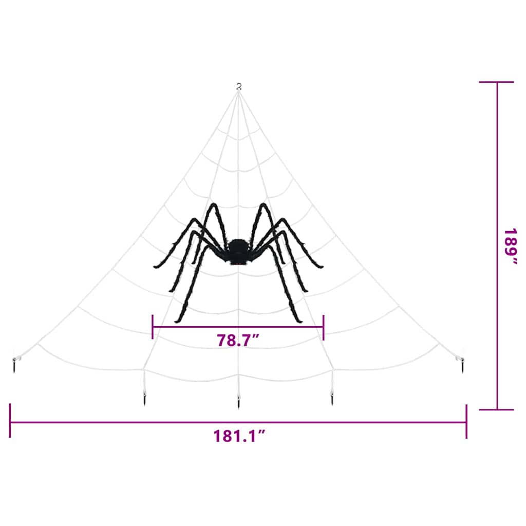 Halloween Spider Decoration with Webs 2 pcs Black and white