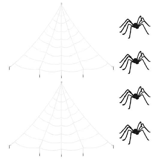 Halloween Spider Decoration with Webs 4 pcs Black and white