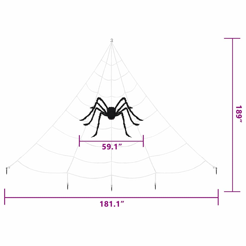 Halloween Spider Decoration with Webs 4 pcs Black and white