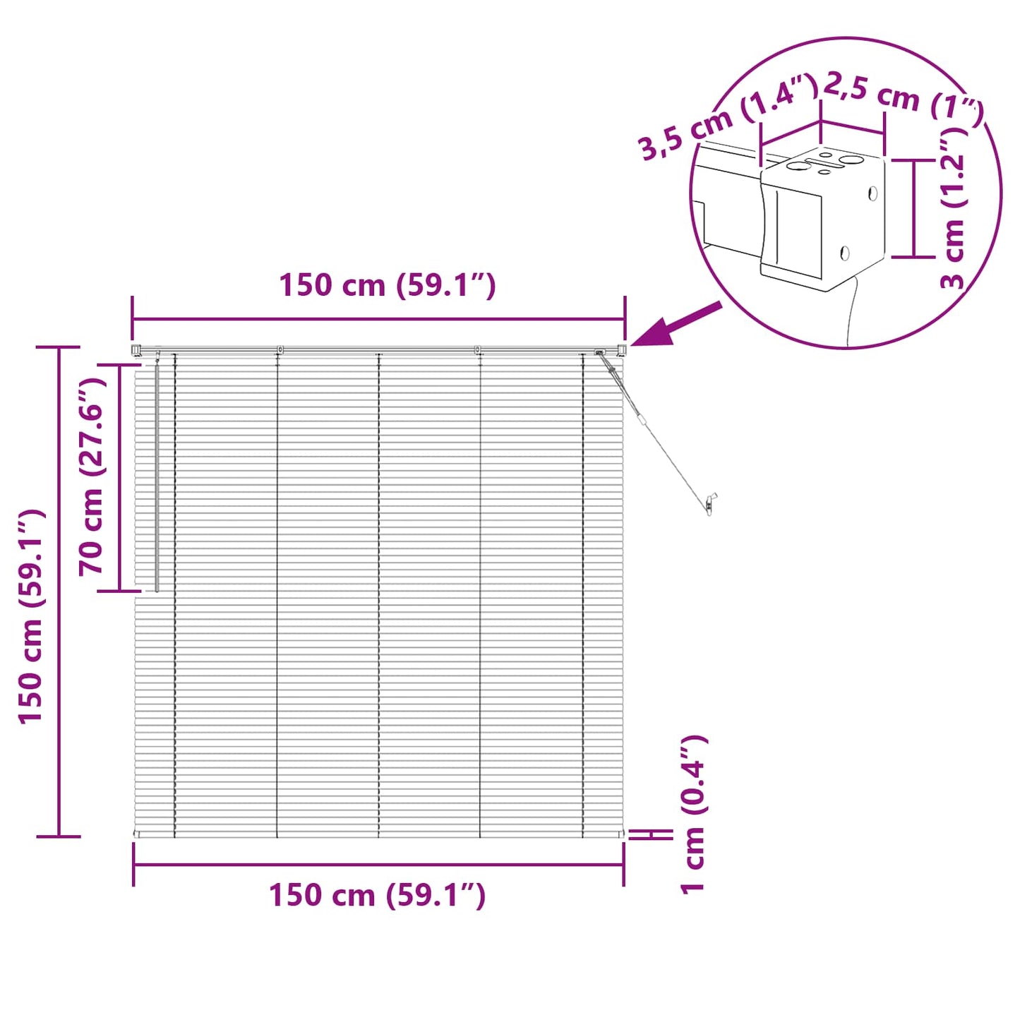 Venetian Blind Silver Grey 150 x 150 cm 25 mm PVC