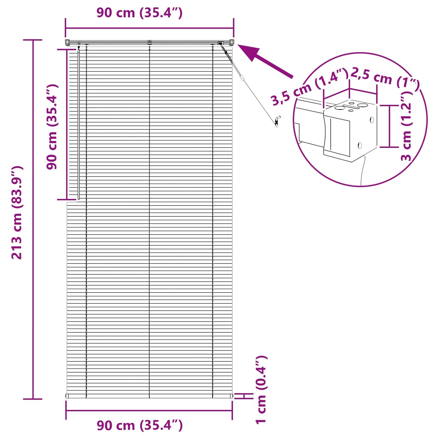 Venetian Blind Silver Grey 213 x 90 cm 25 mm PVC
