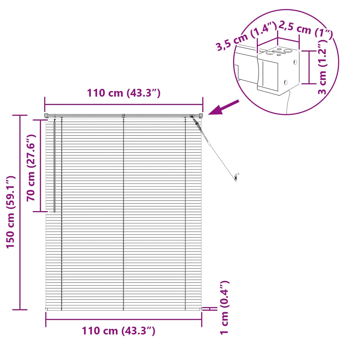 Venetian Blind White 150 x 110 cm 25 mm PVC