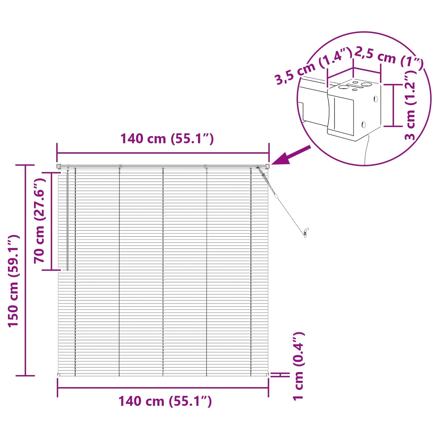 Venetian Blind Black 150 x 140 cm 25 mm PVC