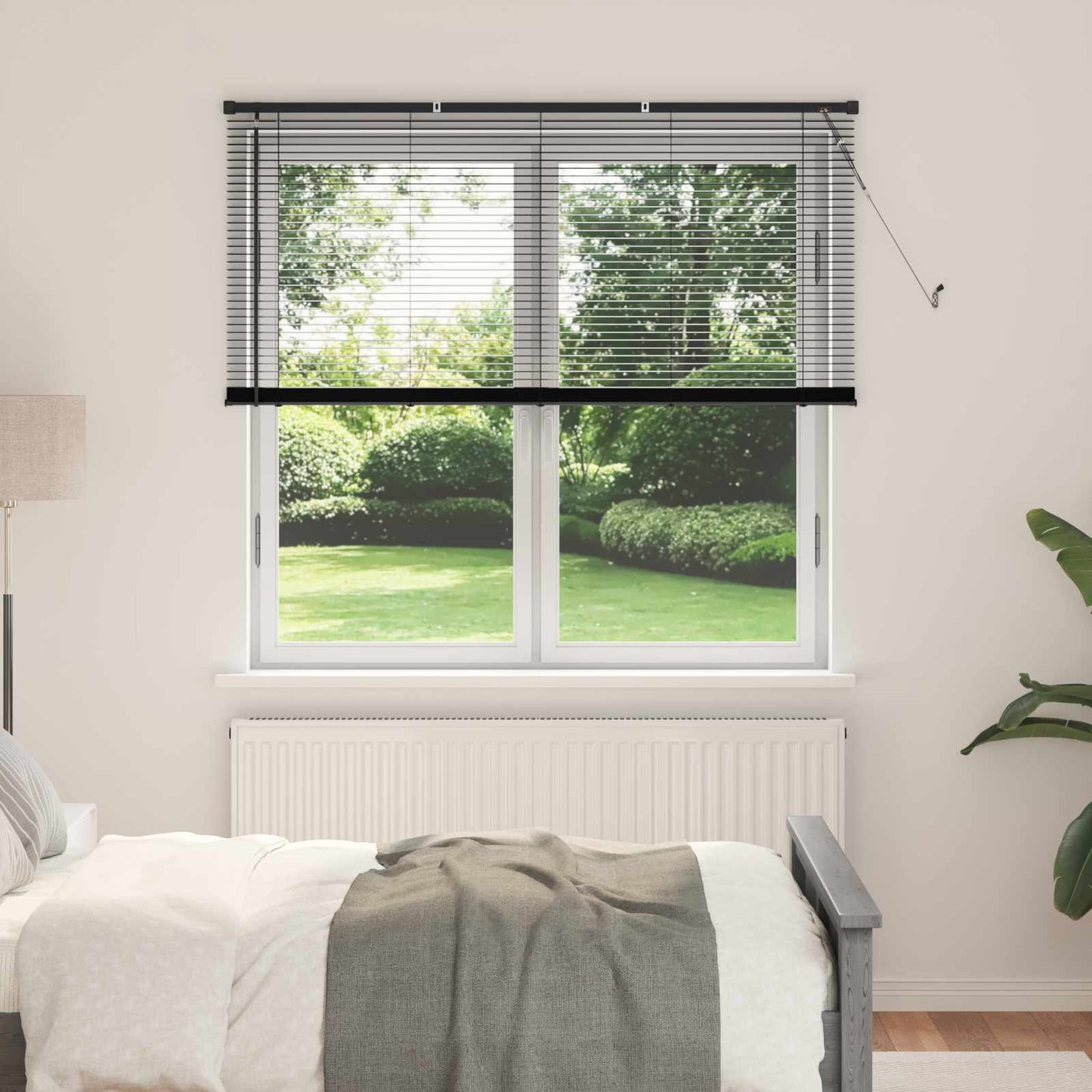 Venetian Blind Black 150 x 160 cm 25 mm PVC