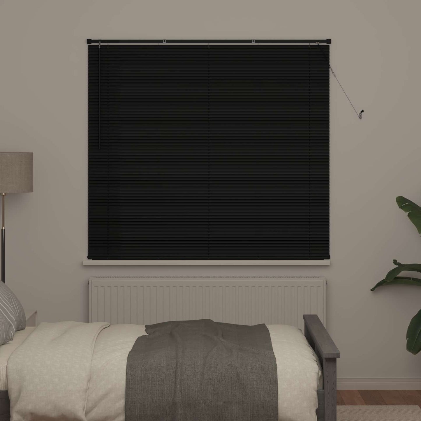 Venetian Blind Black 150 x 160 cm 25 mm PVC