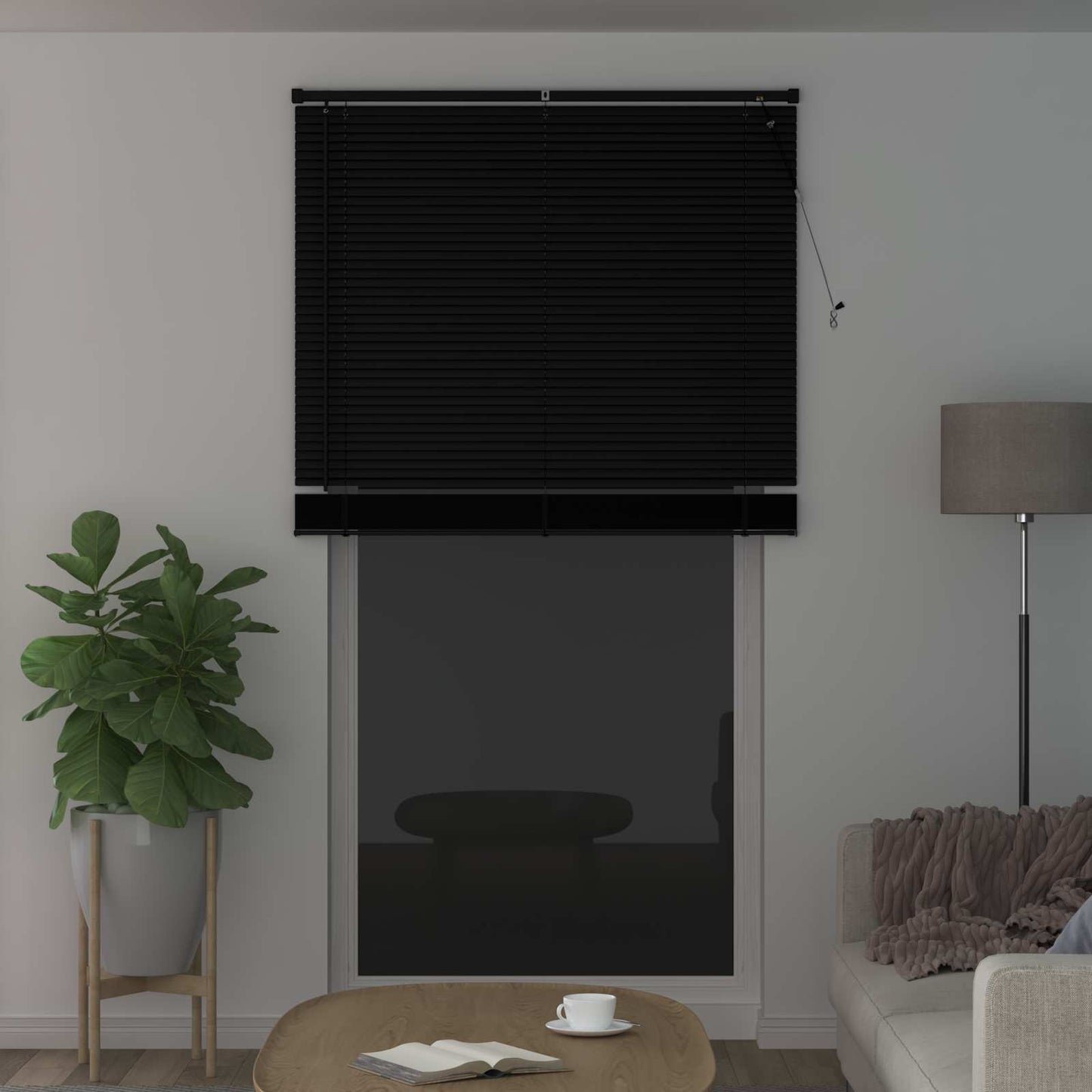 Venetian Blind Black 213 x 110 cm 25 mm PVC
